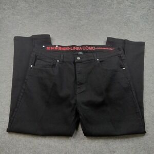 Linea Uomo‎ Jeans Mens 40x34 Black Relaxed Straight Stretch Denim Pants Casual